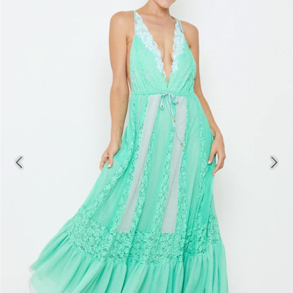 Free People/ We are HAH Mint Lace I’ll Take U You Farrer Dress M/L. - Picture 6 of 9